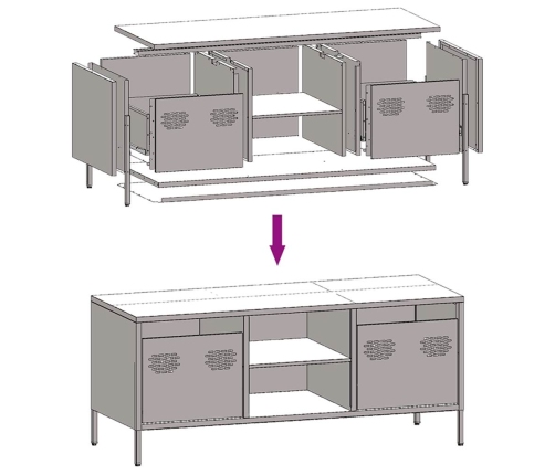 Mueble para TV acero laminado en frío rosa 101,5x39x43,5 cm