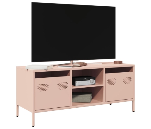 Mueble para TV acero laminado en frío rosa 101,5x39x43,5 cm