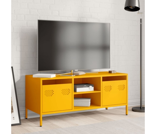 Mueble para TV acero laminado en frío amarillo 101,5x39x43,5 cm