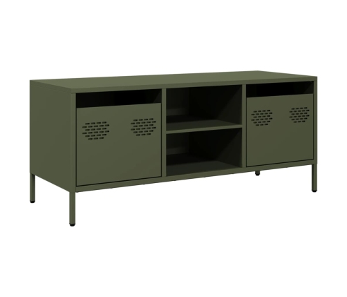 Mueble TV acero laminado en frío verde oliva 101,5x39x43,5 cm