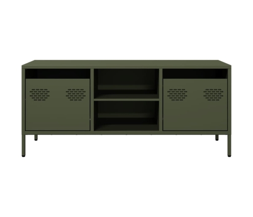 Mueble TV acero laminado en frío verde oliva 101,5x39x43,5 cm