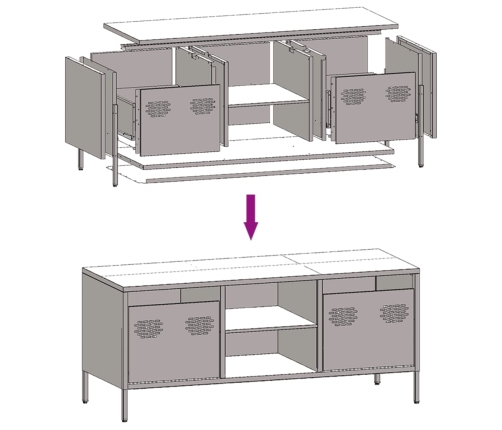 Mueble TV acero laminado en frío verde oliva 101,5x39x43,5 cm