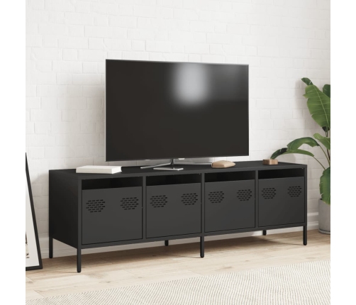 Mueble para TV acero laminado en frío negro 135x39x43,5 cm