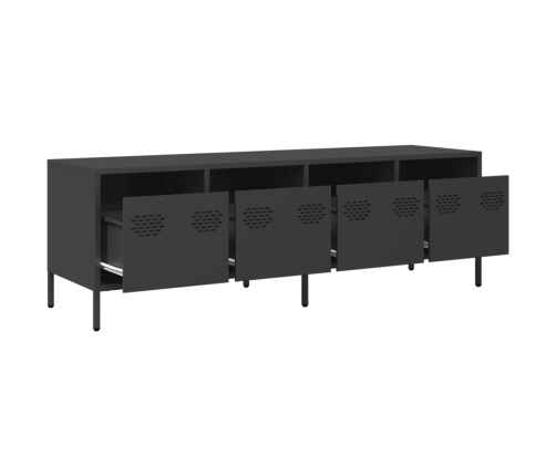 Mueble para TV acero laminado en frío negro 135x39x43,5 cm