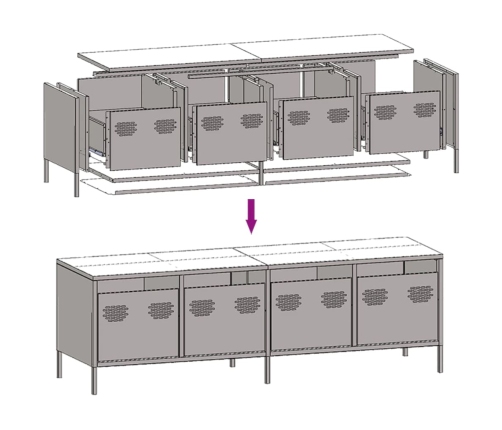 Mueble para TV acero laminado en frío negro 135x39x43,5 cm