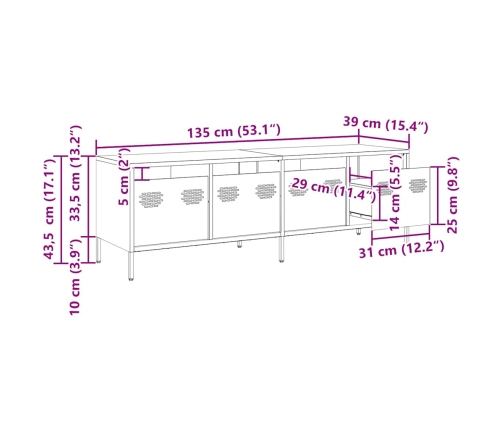 Mueble para TV acero laminado en frío rosa 135x39x43,5 cm