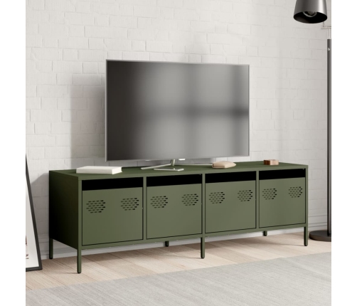 Mueble TV acero laminado en frío verde oliva 135x39x43,5 cm