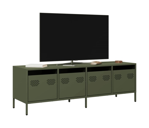 Mueble TV acero laminado en frío verde oliva 135x39x43,5 cm