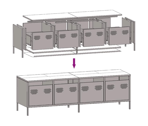 Mueble para TV acero laminado en frío blanco 135x39x43,5 cm