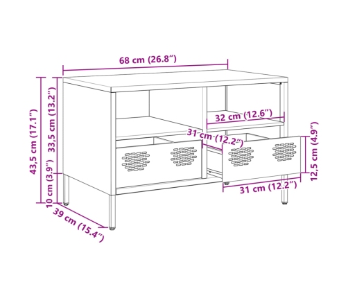 Mueble para TV acero laminado en frío negro 68x39x43,5 cm