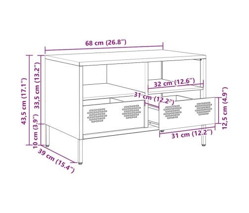 Mueble para TV acero laminado en frío rosa 68x39x43,5 cm