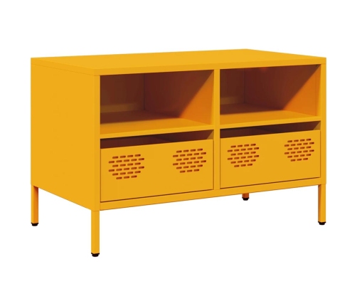 Mueble TV acero laminado en frío amarillo mostaza 68x39x43,5 cm