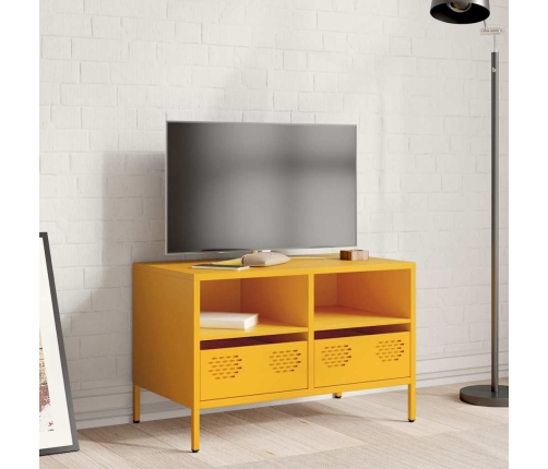 Mueble TV acero laminado en frío amarillo mostaza 68x39x43,5 cm