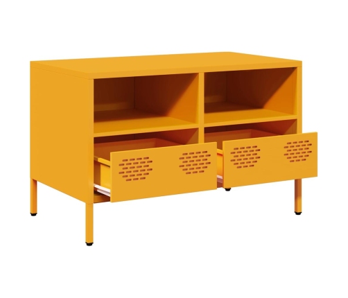 Mueble TV acero laminado en frío amarillo mostaza 68x39x43,5 cm