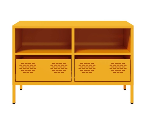 Mueble TV acero laminado en frío amarillo mostaza 68x39x43,5 cm