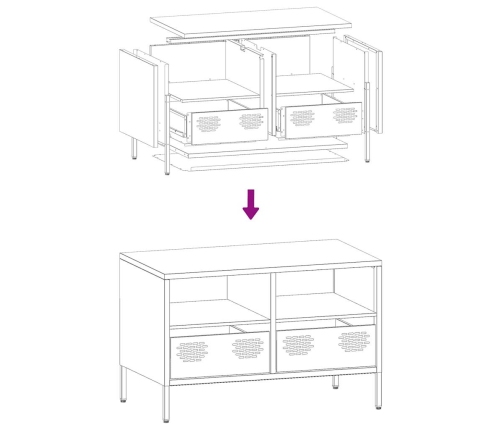 Mueble TV acero laminado en frío amarillo mostaza 68x39x43,5 cm