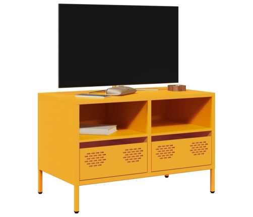 Mueble TV acero laminado en frío amarillo mostaza 68x39x43,5 cm