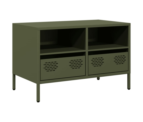 Mueble para TV acero laminado en frío verde oliva 68x39x43,5 cm