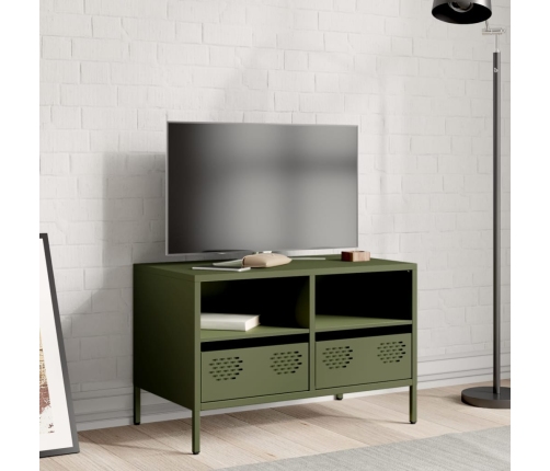 Mueble para TV acero laminado en frío verde oliva 68x39x43,5 cm