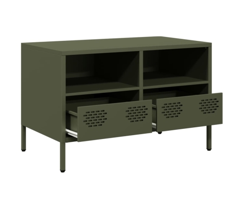 Mueble para TV acero laminado en frío verde oliva 68x39x43,5 cm