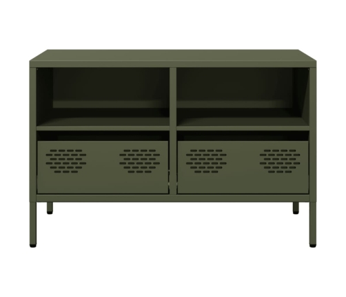 Mueble para TV acero laminado en frío verde oliva 68x39x43,5 cm