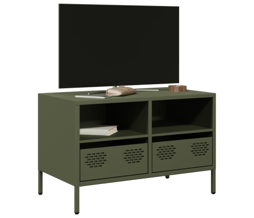 Mueble para TV acero laminado en frío verde oliva 68x39x43,5 cm