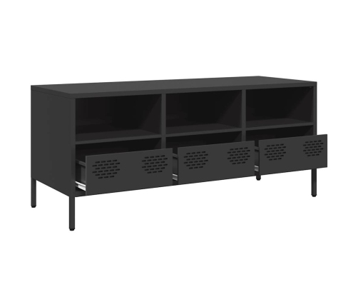 Mueble para TV acero laminado en frío negro 101,5x39x43,5 cm