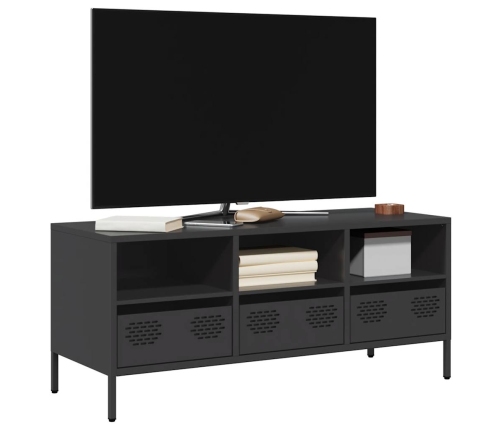 Mueble para TV acero laminado en frío negro 101,5x39x43,5 cm