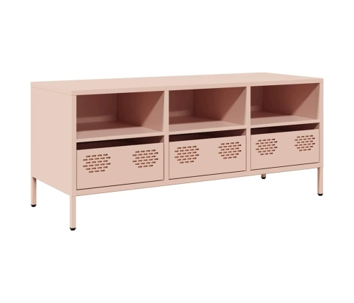 Mueble para TV acero laminado en frío rosa 101,5x39x43,5 cm