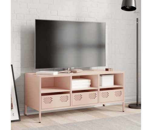 Mueble para TV acero laminado en frío rosa 101,5x39x43,5 cm