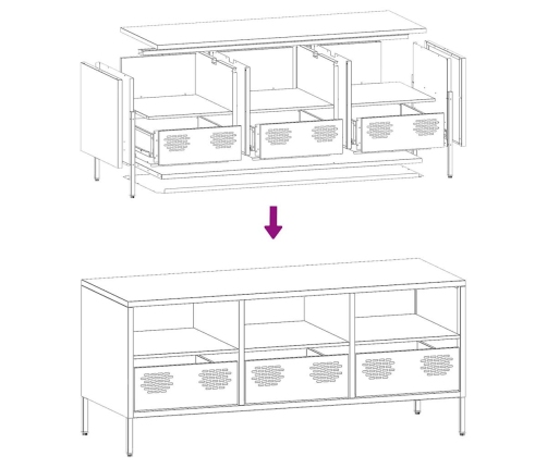 Mueble de TV acero laminado en frío antracita 101,5x39x43,5 cm