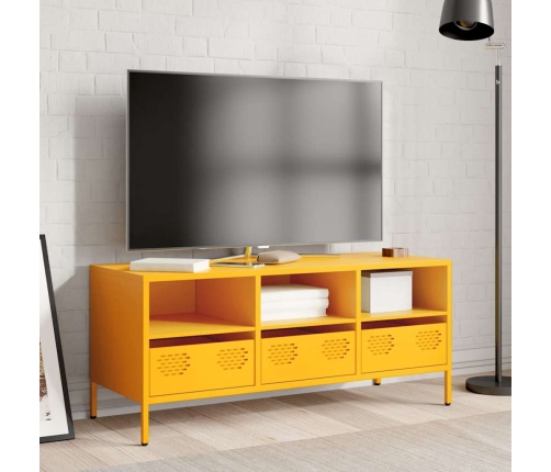 Mueble para TV acero laminado en frío amarillo 101,5x39x43,5 cm