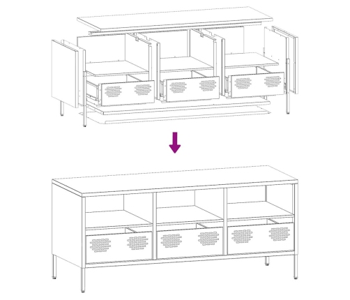 Mueble para TV acero laminado en frío amarillo 101,5x39x43,5 cm