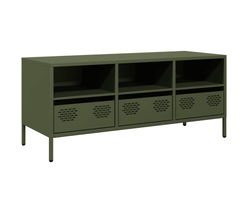 Mueble TV acero laminado en frío verde oliva 101,5x39x43,5 cm