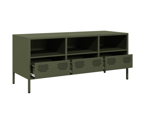 Mueble TV acero laminado en frío verde oliva 101,5x39x43,5 cm