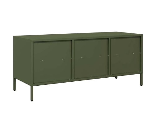 Mueble TV acero laminado en frío verde oliva 101,5x39x43,5 cm