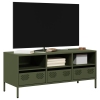 Mueble TV acero laminado en frío verde oliva 101,5x39x43,5 cm