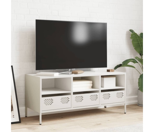 Mueble para TV acero laminado en frío blanco 101,5x39x43,5 cm