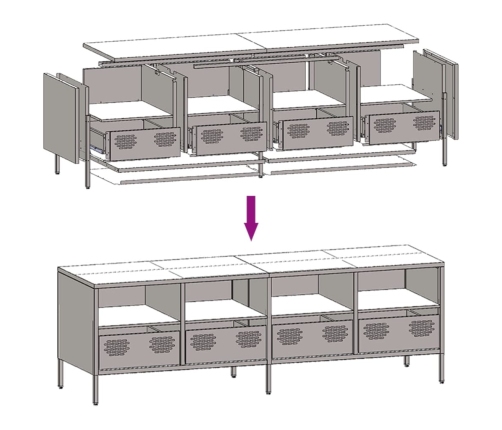 Mueble de TV acero laminado en frío antracita 135x39x43,5 cm