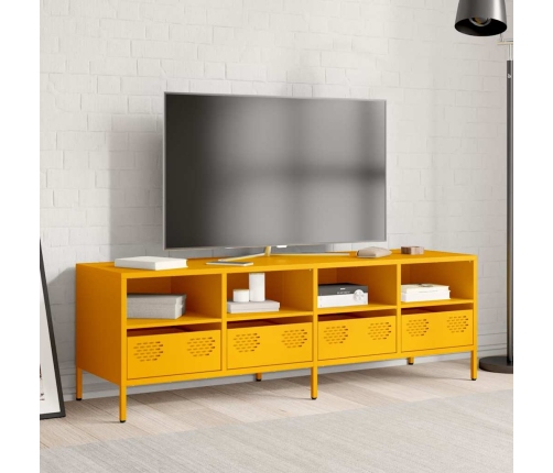 Mueble para TV acero laminado en frío amarillo 135x39x43,5 cm