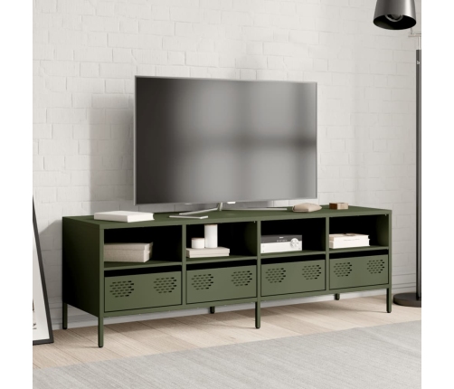 Mueble TV acero laminado en frío verde oliva 135x39x43,5 cm