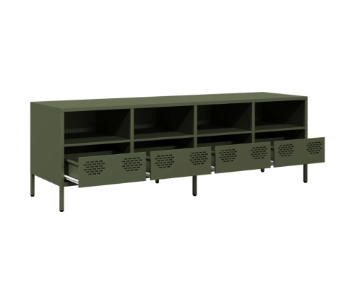 Mueble TV acero laminado en frío verde oliva 135x39x43,5 cm