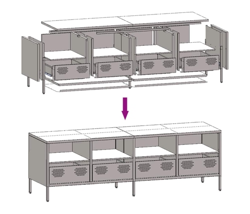 Mueble para TV acero laminado en frío blanco 135x39x43,5 cm