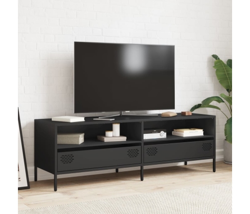 Mueble para TV acero laminado en frío negro 135x39x43,5 cm