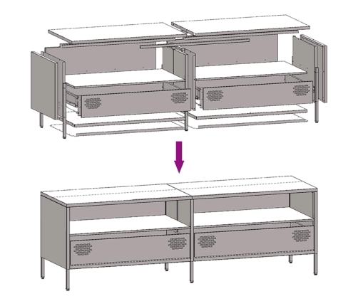 Mueble para TV acero laminado en frío rosa 135x39x43,5 cm