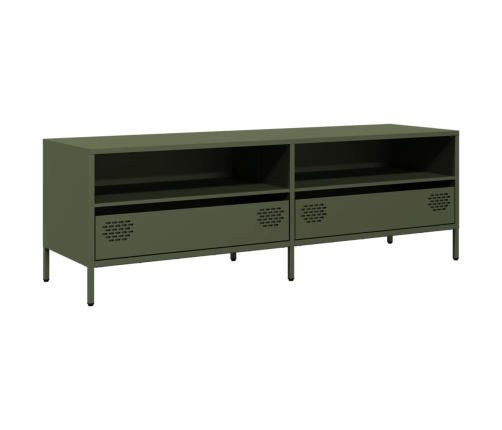 Mueble TV acero laminado en frío verde oliva 135x39x43,5 cm