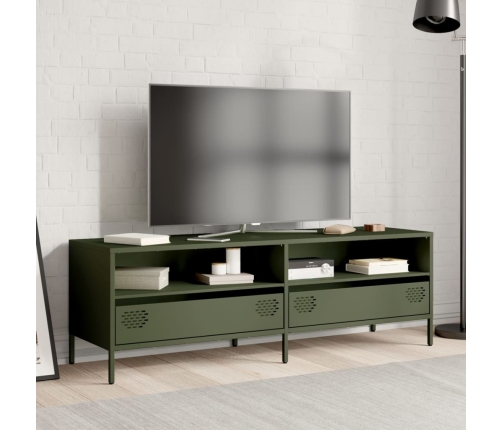 Mueble TV acero laminado en frío verde oliva 135x39x43,5 cm