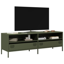 Mueble TV acero laminado en frío verde oliva 135x39x43,5 cm