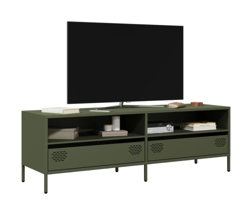 Mueble TV acero laminado en frío verde oliva 135x39x43,5 cm