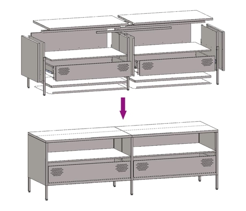 Mueble para TV acero laminado en frío blanco 135x39x43,5 cm